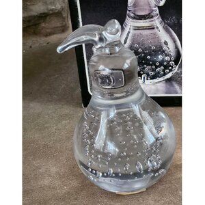 Vintage Decorative Crystal Clear Art Glass Pear Paperweight